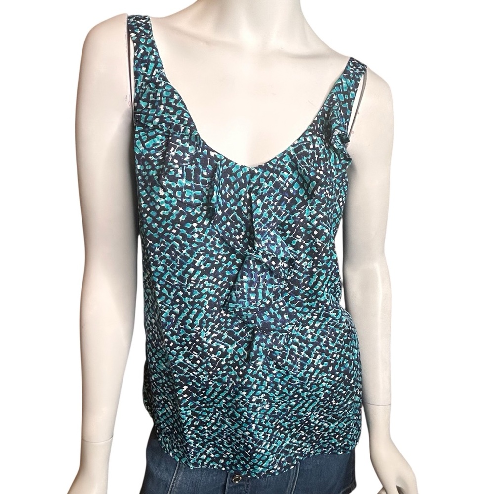 NWT Ann Taylor LOFT Women’s size Medium Ruffle Tank Top Shirt Sleeveless Teal